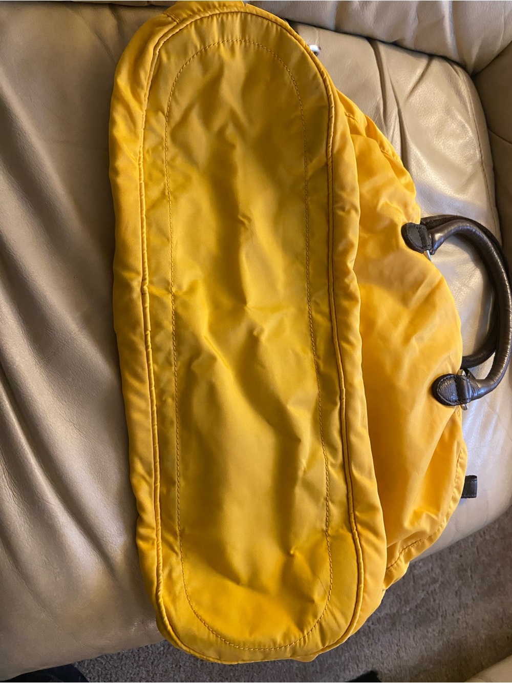 Liebeskind Yellow Tote with Brown Leather Logo Patch